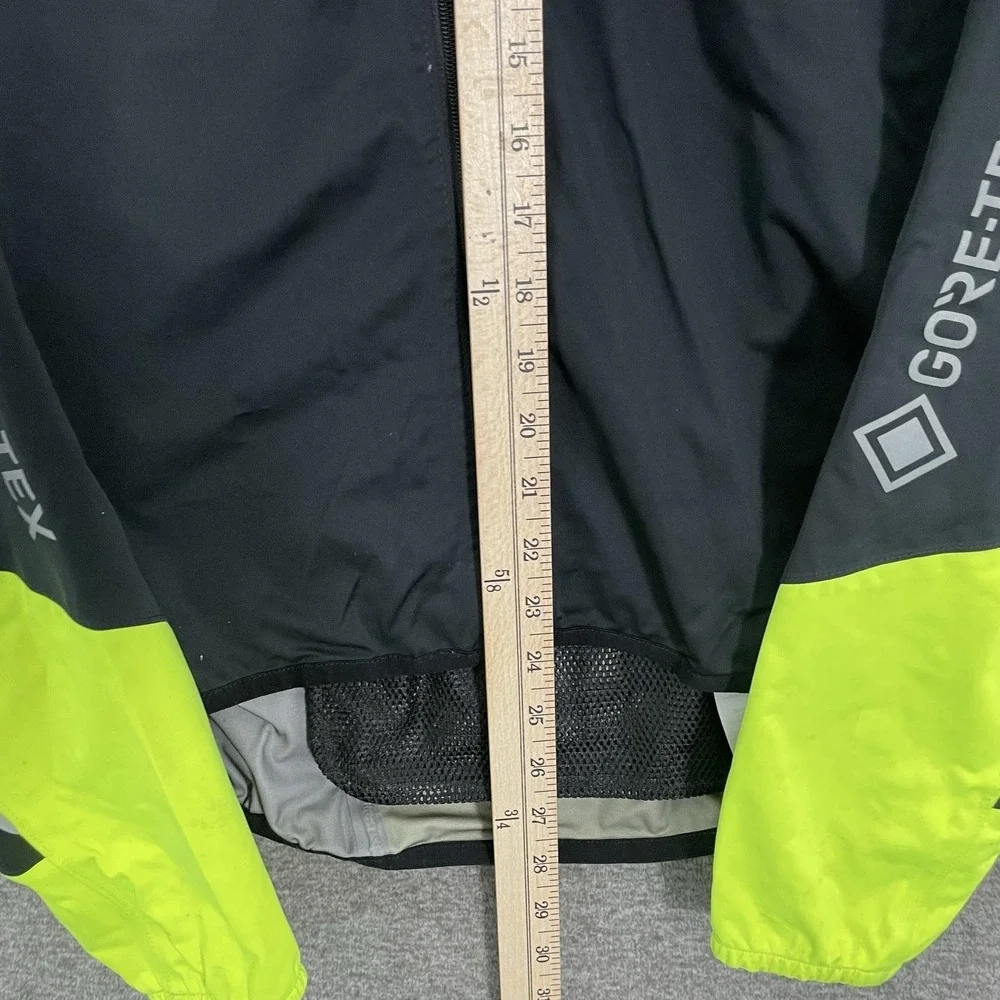 Gore Jacket Mens Medium Black Yellow GORE-TEX Cycling Waterproof Windbreaker